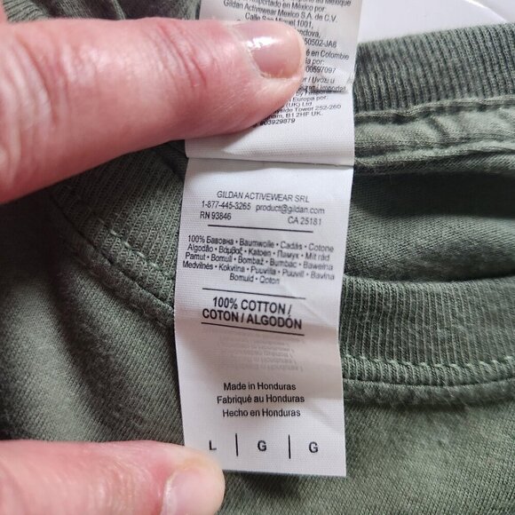 Gildan Knackers Yard T-Shirt Green Large Green Large Graphic Short Sleeve - Picture 4 of 5